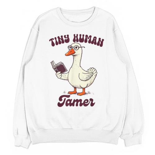 Teacher Silly Goose Reading Book Teaching Tiny Human Tamer Unisex Sweatshirt - Bookorys AU
