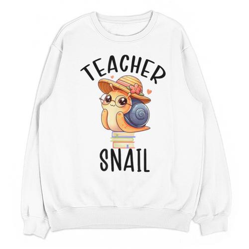 Teacher Snail With Glasses On Books Cute Pre-K Kindergarten Unisex Sweatshirt - Bookorys UK