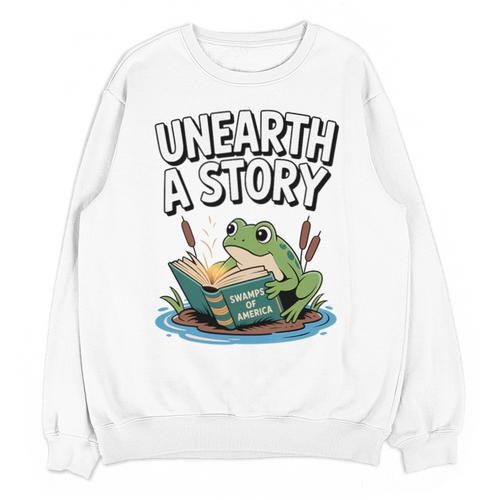 Unearth a Story Frog Reading a Book Summer 2026 Premium Tri-Blend Unisex Sweatshirt - Bookorys CA