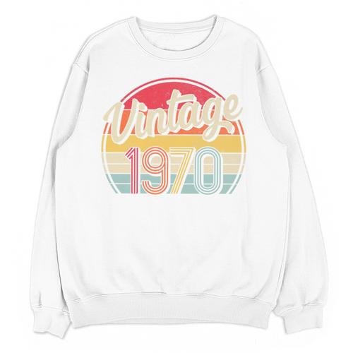 Vintage 1970 Retro Style 70's Born Nostalgia Vibe Birthday Premium Tri-Blend Unisex Sweatshirt - Figerry