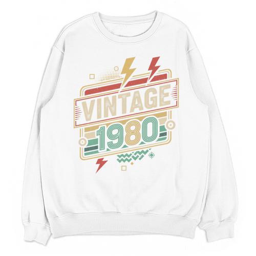 Vintage 1980 Retro Badge Decade Nostalgia Graphic Emblem Premium Tri-Blend Unisex Sweatshirt - Figerry