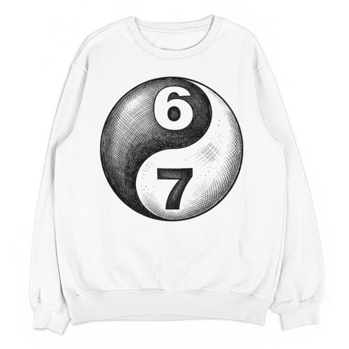 Vintage 6 7 Sketch Yin Yang Namaste Six Seven Nostalgia Unisex Sweatshirt - Figerry