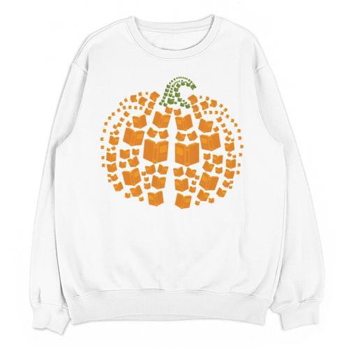 Vintage Book Pumpkin Autumn Fall Librarians Bookworm Teacher Unisex Sweatshirt - Bookorys