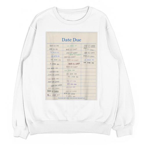 Vintage Library Due Date Card For Book Lovers Librarians Unisex Sweatshirt - Bookorys