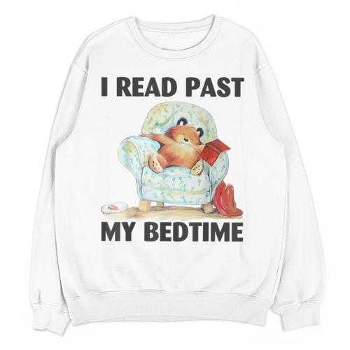 Vintage I Read Past My Bedtime Cute Sleeping Bear Book Lover Unisex Sweatshirt - Bookorys AU