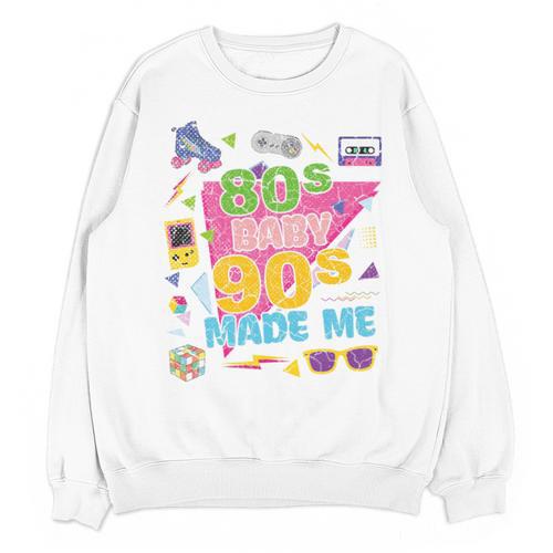 Vintage Retro 80's Baby 90's Made Me 1980s 1990s Nostalgia Premium Tri-Blend Unisex Sweatshirt - Figerry