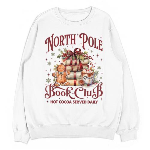 Vintage Retro North Pole Book Club Hot Cocoa Unisex Sweatshirt - Bookorys