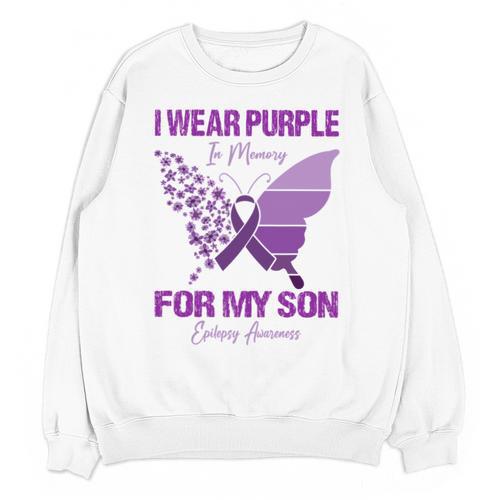 I Wear Purple In Memory For My Son Epilepsy Awareness Ribbon Unisex Sweatshirt - Easessy