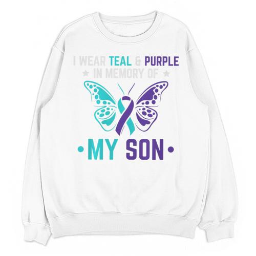 I Wear Teal Purple In Memory Of My Son Suicide Awareness Premium Tri-Blend Unisex Sweatshirt - Easessy