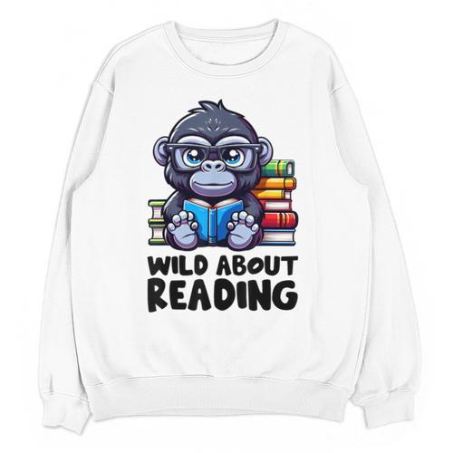 Wild About Reading Book Lover Gorilla Unisex Sweatshirt - Bookorys UK