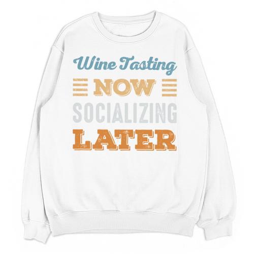 Wine Tasting Now Minimal Socializing Introvert Vintage Unisex Sweatshirt - Raresse
