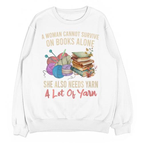 A Woman Cannot Survive On Books Alone She Needs Yarn Crochet Premium Tri-Blend Unisex Sweatshirt - Bookorys DE