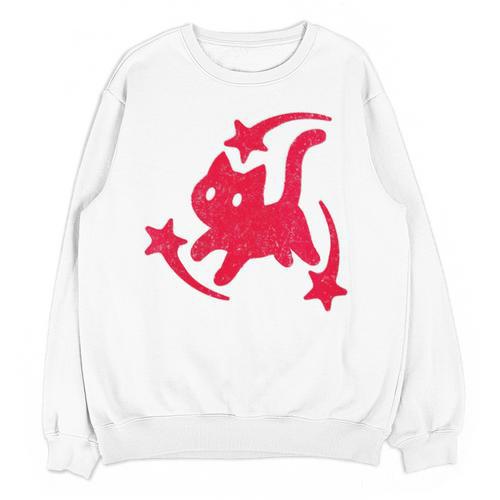Yk2 Grunge Scary Cat With Shooting Stars 90s Nostalgia Unisex Sweatshirt - Figerry