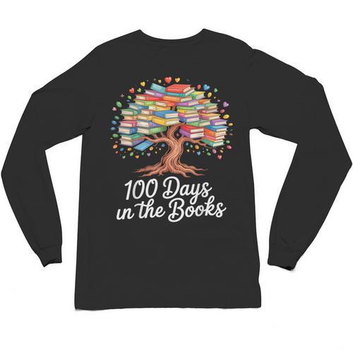 100th Day Of School Books Tree Reading Unisex Long Sleeve T-Shirt - Bookorys CA