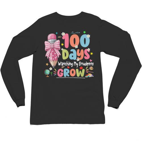 100th Day Of School Teacher Women Floral Books Unisex Long Sleeve T-Shirt - Bookorys UK