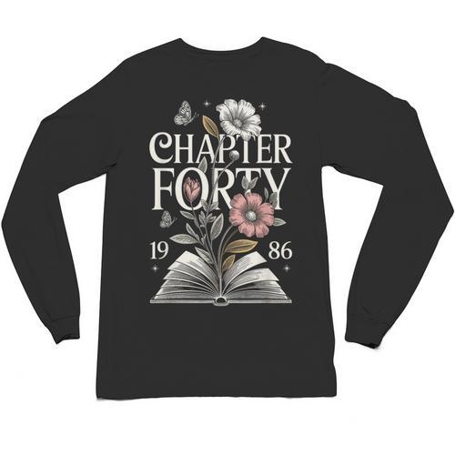 1986 Chapter Forty 40th Birthday Wildflower Book 40 Year Old Unisex Long Sleeve T-Shirt - Bookorys UK