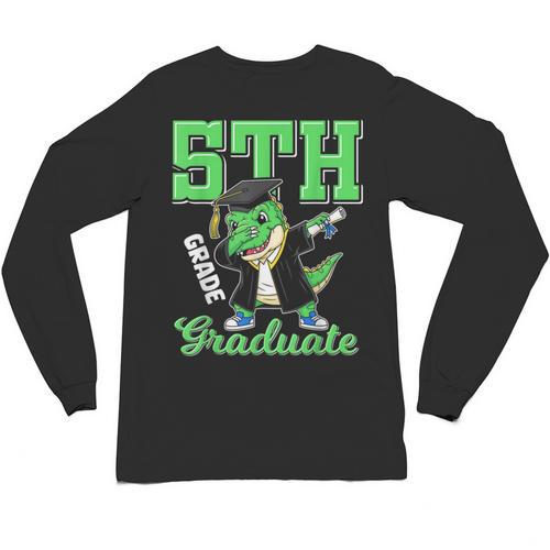5th Grade Graduate Dinosaur Dab Graduation School Unisex Long Sleeve T-Shirt - Best Gift Smart