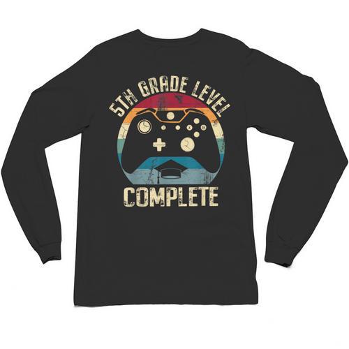 5th Grade Level Complete Gamer Graduation Boys Class Of 2024 Unisex Long Sleeve T-Shirt - Best Gift Smart