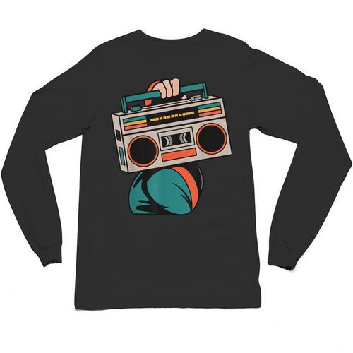 80s 90s Retro Party Costume Nostalgia Boombox Music Hip Hop Unisex Long Sleeve T-Shirt - Figerry