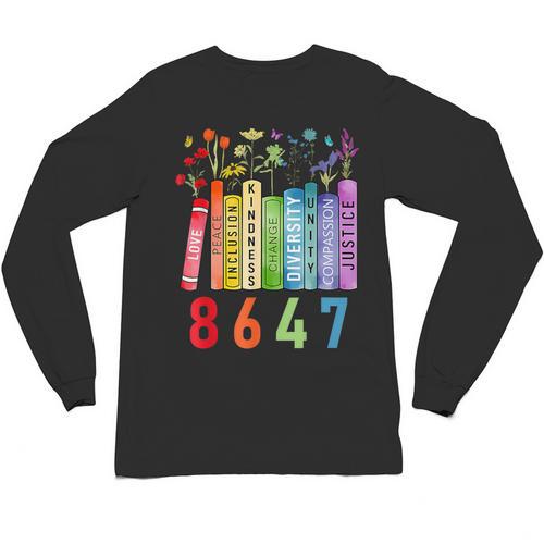 8647 Equal Rights Book Flower Trump Women Rights Feminist Unisex Long Sleeve T-Shirt - Bookorys