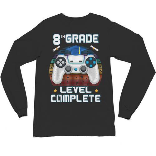 8th Grade Level Complete Graduation Class 2023 Gamer Boys Unisex Long Sleeve T-Shirt - Best Gift Smart