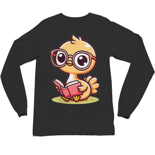 Adorable Book Lover Ostrich With Reading Glasses Cute Unisex Long Sleeve T-Shirt - Bookorys