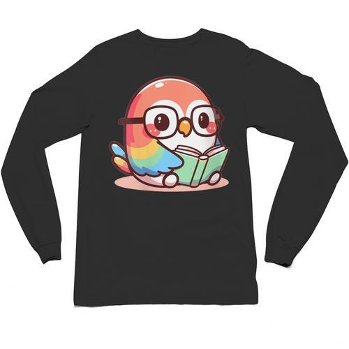 Adorable Book Lover Parrot With Reading Glasses Cute Unisex Long Sleeve T-Shirt - Bookorys