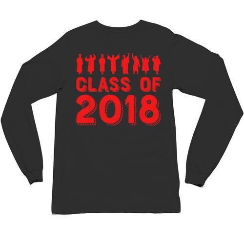 & Red Class Of 2018 Senior Graduation T Shirt Unisex Long Sleeve T-Shirt - Best Gift Smart