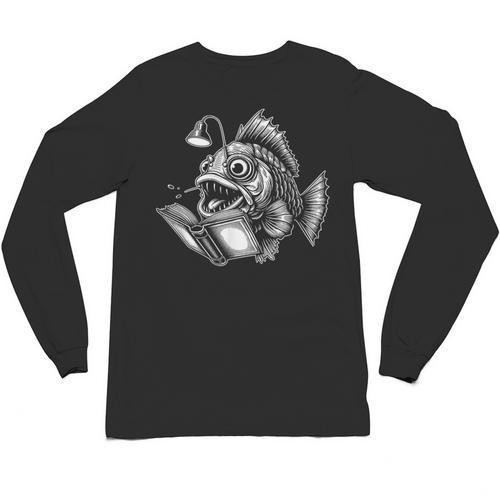 Anglerfish Reading Book Art Unisex Long Sleeve T-Shirt - Bookorys UK