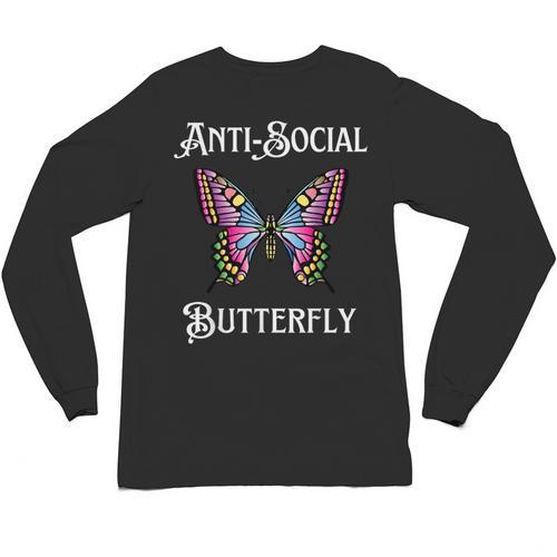 Antisocial Butterfly Aesthetic Introvert For Women Men Unisex Long Sleeve T-Shirt - Raresse