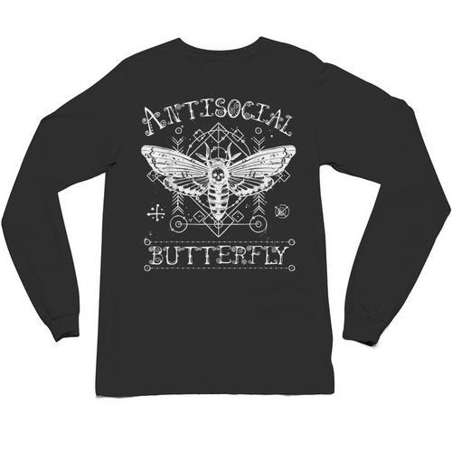 Antisocial Butterfly Introvert Death Head Moth Unisex Long Sleeve T-Shirt - Raresse