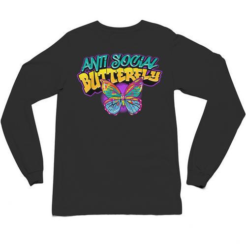 Antisocial Butterfly Shirts For Introvert Unisex Long Sleeve T-Shirt - Raresse