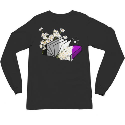 Asexual Book Lover LGBT Reading Pride Ace Flag Daisy Unisex Long Sleeve T-Shirt - Bookorys UK
