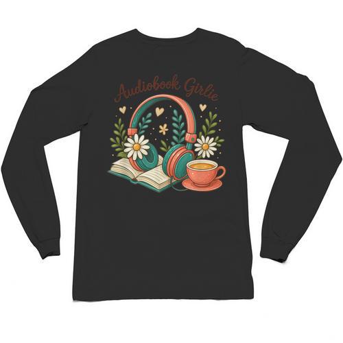 Audiobook Girlie Headphones Book Tea Love Unisex Long Sleeve T-Shirt - Bookorys