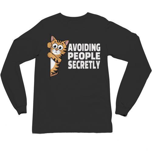 Avoiding People Secretly Cat Introvert Humor Unisex Long Sleeve T-Shirt - Raresse