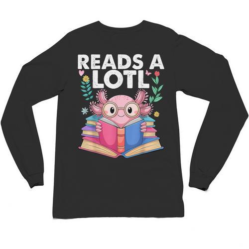 Axolotl Books Readsalotl Reading Bookworm Boys Girls Unisex Long Sleeve T-Shirt - Bookorys