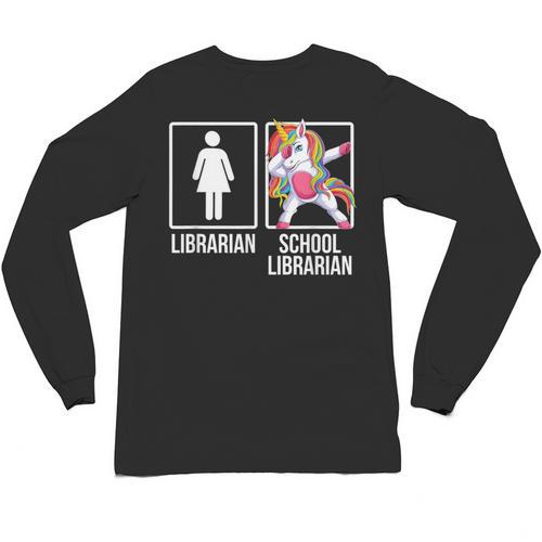 Back To School Library Unicorn Book Lover School Librarian Unisex Long Sleeve T-Shirt - Bookorys DE
