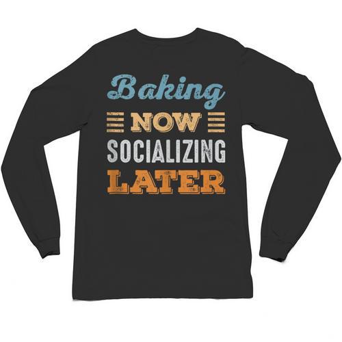 Baking Now Minimal Socializing Introvert Vintage Unisex Long Sleeve T-Shirt - Raresse
