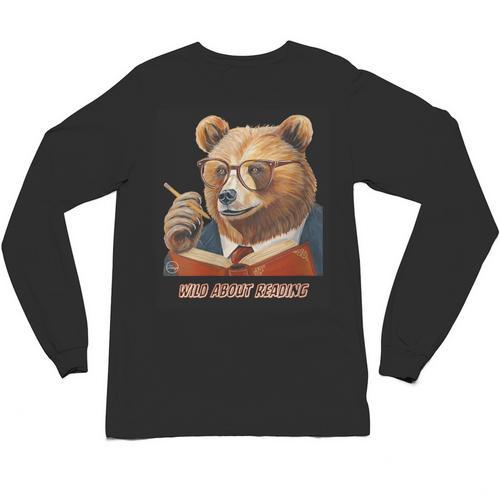 Bear Reading Book Glasses Library Zoo Teacher School Animal Unisex Long Sleeve T-Shirt - Bookorys DE