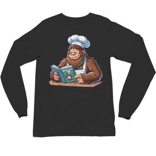 Bigfoot Reading a Cookbook Unisex Long Sleeve T-Shirt - Bookorys DE