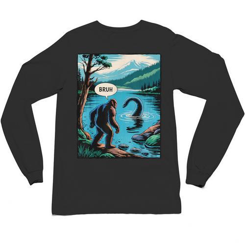 Bigfoot Sasquatch Loch Ness Monster Introvert Bruh Unisex Long Sleeve T-Shirt - Raresse