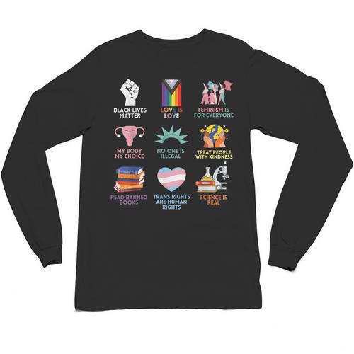 BLM Human Rights Feminism Trans Science Books LGBTQ Quote Unisex Long Sleeve T-Shirt - Bookorys DE