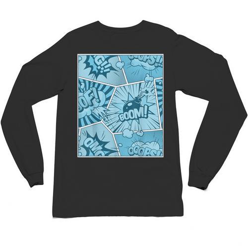 Blue Comic Book Blue Graphic Unisex Long Sleeve T-Shirt - Bookorys CA