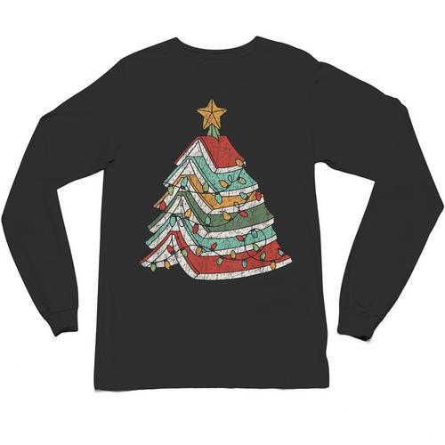 Book Christmas Tree For Librarians Book Lovers Unisex Long Sleeve T-Shirt - Bookorys CA
