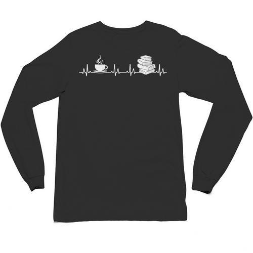 Book And Coffee Heartbeat Books Lovers Unisex Long Sleeve T-Shirt - Bookorys CA