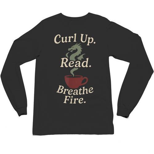 Book Dragon Fantasy Reader Cozy Reading Book Lover Dragon Unisex Long Sleeve T-Shirt - Bookorys