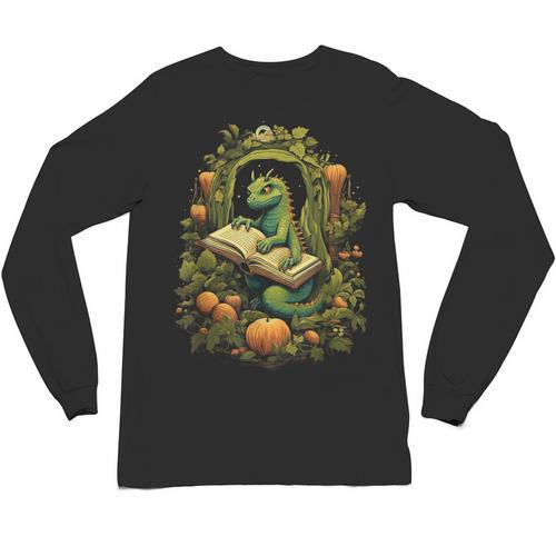 Book Dragon Reading Books Bookworm Fantasy Unisex Long Sleeve T-Shirt - Bookorys AU