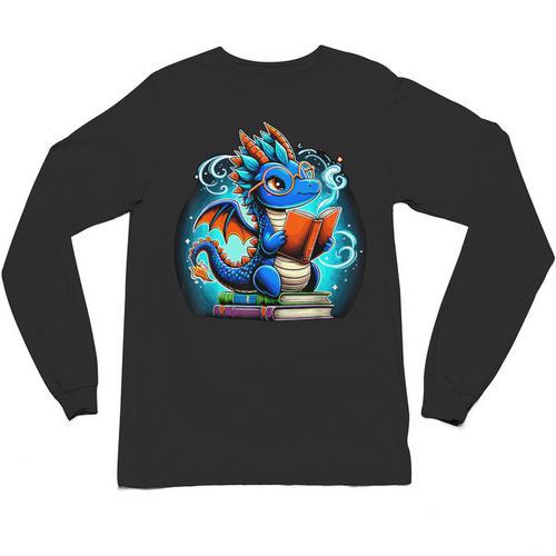 Book Dragon Reading Lover Unisex Long Sleeve T-Shirt - Bookorys AU