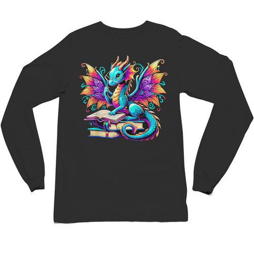 Book Dragon Reading Unisex Long Sleeve T-Shirt - Bookorys UK