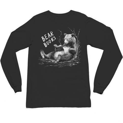 Book Lover Bear Cozy Reading Bear Graphic Bear Books Unisex Long Sleeve T-Shirt - Bookorys UK